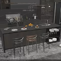 Modern Kitchen Interior Design With Gray Island Counter Bar Stools And Cabinets