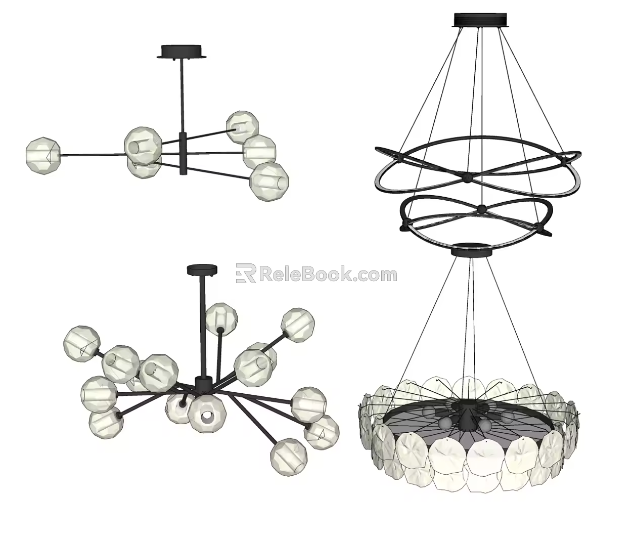 Modern chandelier crystal chandelier combination 3d model