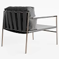 Modern Leisure Chair with Metal Frame Black Gray Fabric Upholstery and Padded Seat