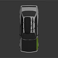 Gray And Green Sedan With Bicycle On Roof And Stylish Blue Wheels