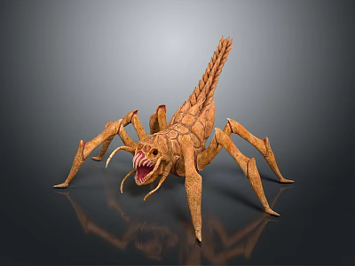 Fierce Game Movie Monster Character with Multiple Legs Sharp Teeth Long Tail and Textured Skin 3d model