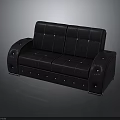 Modern Black Leather Sofa With Button Tufted Details And Stitched Accents