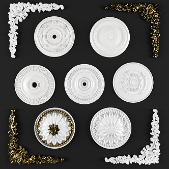 European-style carved gypsum disc carved components 3d model