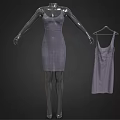Gray Fitted Spaghetti Strap Dress On Mannequin With Hanging Garment