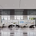 Modern Spacious Bright Office Reception Lobby With Elegant Marble Interior And Large Panoramic Glass Windows