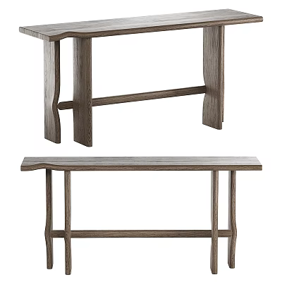 Minimalist Solid Wood Dining Table With Crossed Legs And Slender Frame 3d model