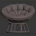 Round Single Sofa with Soft Pink Pleated Cushion and Metal Openwork Base 3d model