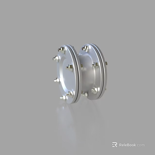 Sleek Silver Metal Chandelier Base with Flange Structure and Multiple Secure Bolts 3d model 