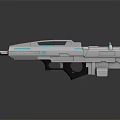 Futuristic Silver Gray Weapon With Blue Glowing Lines And Streamlined Design 3d model