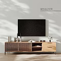 Modern Natural Wood TV Stand With Elegant Storage Spaces For Cozy Living Room Interior Decor
