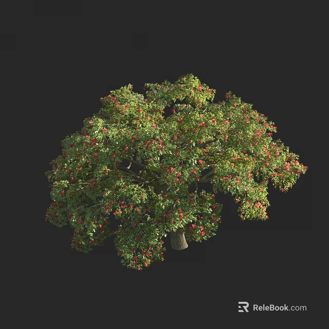 Lush Arbor With Green Leaves And Red Fruits In Natural Form 3d model 