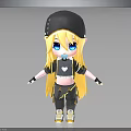 Cartoon Girl Character With Long Blond Hair Black Cap Blue Eyes And Casual Outfit