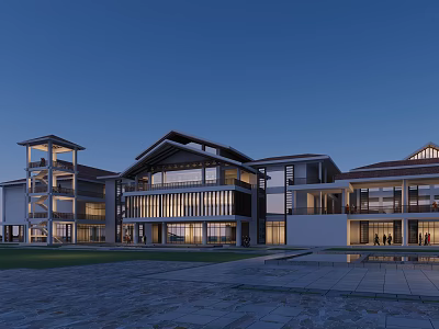 Modern Commercial Building Resort Hotel Clubhouse 3d model