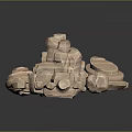 Wood And Stone Decorative Structure With Stacked Design Circular Base And Natural Texture 3d model