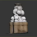 Intricate White Garden Ornament With Carved Patterns And Decorative Base For Outdoor Garden Use