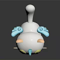 Cute White Unicorn Cat Game Movie Character 3D Model With Blue Pink Horn And Wings