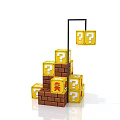 Yellow Question Mark Blocks Stacked With Mushroom Symbols On Brown Bricks 3d model