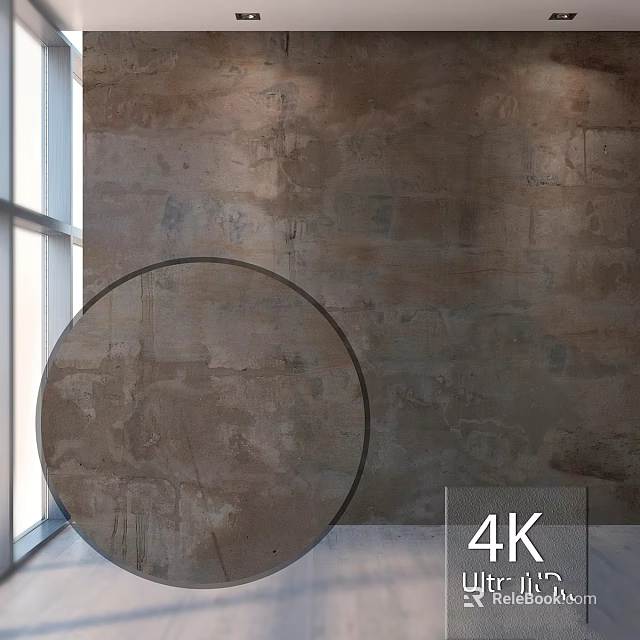 4K High Quality Circular Component Against Rough Textured Wall With Window 3d model
