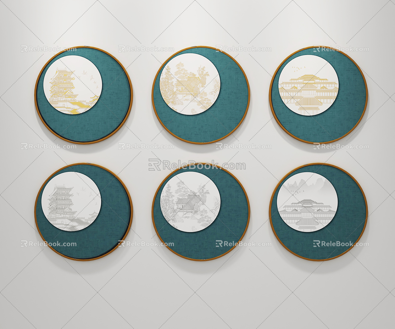 New Chinese Round Frame Painting Round Decorative Painting model