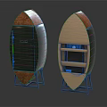 Oval Shaped Entryway Side Cabinets With Gray Yellow Panels Orange Accents Layered Design Drawer Stands