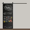 Sliding Door Chalkboard Menu With Hand Drawn Lemonade And Drink Artwork Design