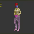 3D Character With Pink Hair White Shirt Black Tie Dark Pants Pink Shoes Standing Pose