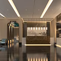 Luxurious SPA Sauna Lobby Interior With Modern Reception Desk And Decorative Lighting