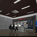 Modern Monitoring Room Featuring Multiple Monitor Screens Control Desk And Security Operators