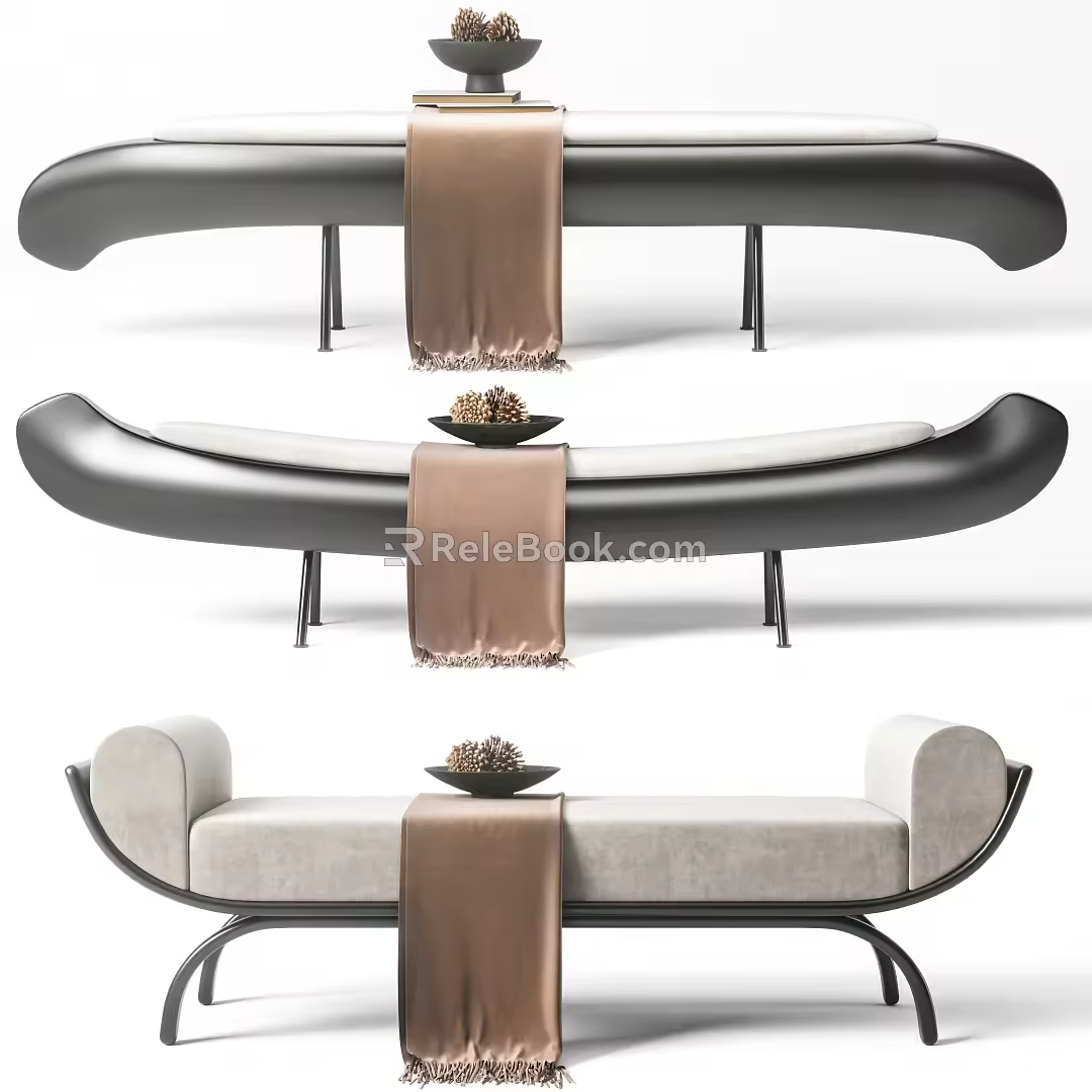 New Chinese Style Bed End Stool Bench Combination 3d model