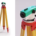 Industrial Surveying Level Instrument With Green White Body And Red Yellow Tripod Stand