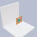 Photo Wall With Ornate Wooden Frame Intricate Carved Designs Green Mountain Lake Landscape Painting