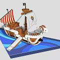 Pirate Ship Themed Playground Equipment with Slide Colorful Sails and Wave Design