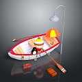 Modern Boat Boat Cartoon Boat Anime Boat 3d model