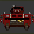 Red And Beige Armored Tank With Cannon Tracks Front Armor And Decorative Details