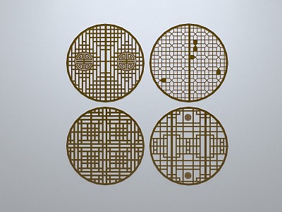 Chinese-style window grilles line silhouette pane window sill border engraved window edge strip construction model