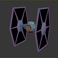 TIE Fighter Spacecraft Model With Black And Blue Wing Design For Space Aviation