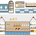 Kids Art Room Bookcase With House Shaped Design Blue White Storage Shelves And Organizer