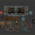 Vintage Water Vessels Equipment Featuring Pulleys Ropes Anchors Chains And Barrels