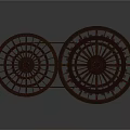 Industrial Metal Gear Mechanism With Multiple Spoked Wheels And Support Structure