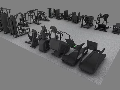 Diverse Fitness Equipment Collection Including Treadmills Strength Machines And Ellipticals 3d model