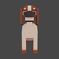 3D Pixel Art Dog Model With Blocky Design And Colorful Details