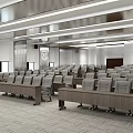 Modern Conference Room Interior With Spacious Layout Arranged Tables Chairs Linear Lighting And Projection Screen