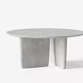 Round Concrete Dining Table With Irregular Support Legs In Minimalist Style 3d model