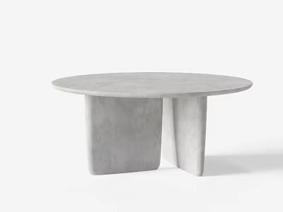 Round Concrete Dining Table With Irregular Support Legs In Minimalist Style 3d model