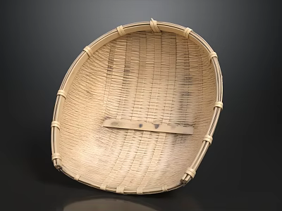 Handcrafted Bamboo Woven Basket With Natural Texture And Light Wood Color 3d model