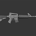 Silver Metal Modern Rifle Detailed Structure With Barrel Stock And Magazine