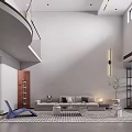 Modern Living and Dining Room Interior With TV Wall Green Plants And Open Space