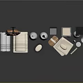 Bathroom Daily Essentials With Towels Soap Dispensers Lotion Bottles And Toothbrushes