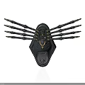 Black Industrial Mechanical Equipment Featuring Multiple Extended Metal Arms And Structural Design