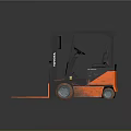 Modern Black and Orange Industrial Equipment Forklift with Cabin and Forks for Material Handling